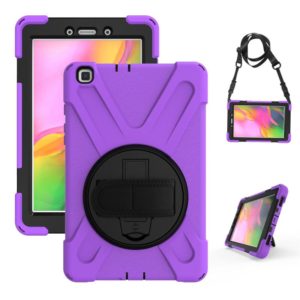 For Samsung Tab A 8.0(2019) T290 / T295 Shockproof Colorful Silicone + PC Protective Case with Holder & Hand Grip Strap(Purple) (OEM)