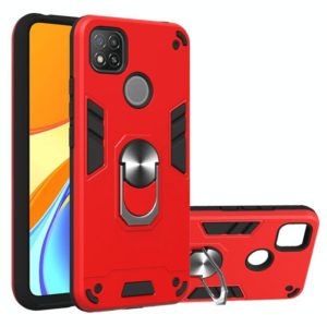 For Xiaomi Redmi 9C Armour Series PC + TPU Protective Case with Ring Holder(Red) (OEM)