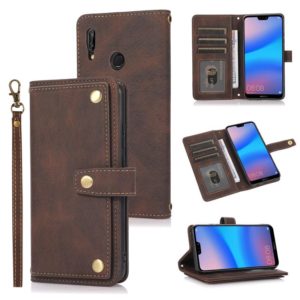 For Huawei P20 Lite PU + TPU Horizontal Flip Leather Case with Holder & Card Slot & Wallet & Lanyard(Brown) (OEM)