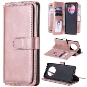 For Huawei Mate 40 Pro Multifunctional Magnetic Copper Buckle Horizontal Flip Solid Color Leather Case with 10 Card Slots & Wallet & Holder & Photo Frame(Rose Gold) (OEM)