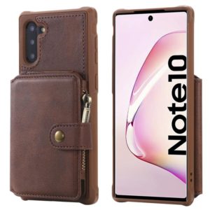 For Galaxy Note 10 Buckle Zipper Shockproof Protective Case with Holder & Card Slots & Wallet & Lanyard & Photos Frames(Coffee) (OEM)