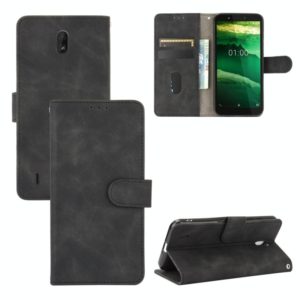 For Nokia C1 Solid Color Skin Feel Magnetic Buckle Horizontal Flip Calf Texture PU Leather Case with Holder & Card Slots & Wallet(Black) (OEM)