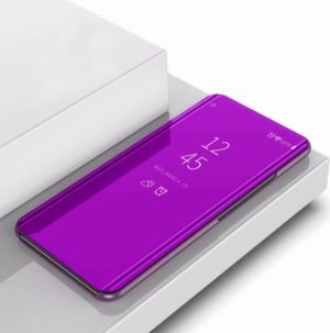 For OnePlus 8 Pro Plated Mirror Horizontal Flip Leather Case with Holder(Purple) (OEM)