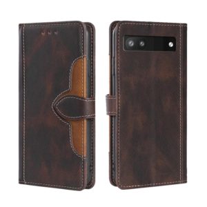 For Google Pixel 6a Skin Feel Straw Hat Magnetic Buckle Leather Phone Case(Brown) (OEM)