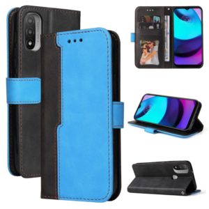 For Motorola Moto E40 / E30 / E20 Stitching-Color Flip Leather Phone Case with Holder(Blue) (OEM)