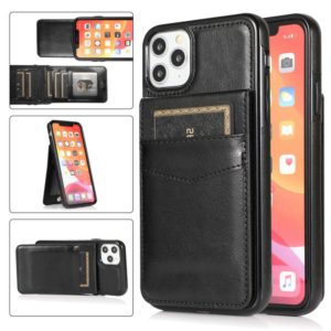 For iPhone 11 Pro Max Solid Color PC + TPU Protective Case with Holder & Card Slots (Black) (OEM)