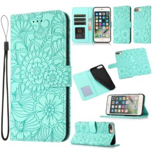 Skin Feel Embossed Sunflower Horizontal Flip Leather Case with Holder & Card Slots & Wallet & Lanyard For iPhone 6 Plus / 6s Plus(Green) (OEM)