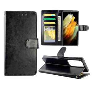 For Samsung Galaxy S21 Ultra 5G Crazy Horse Texture Leather Horizontal Flip Protective Case with Holder & Card Slots & Wallet & Photo Frame(Black) (OEM)
