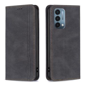 For OnePlus Nord N200 5G Magnetic RFID Blocking Anti-Theft Leather Phone Case(Black) (OEM)