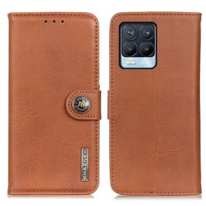 For OPPO Realme 8 / 8 Pro KHAZNEH Cowhide Texture Horizontal Flip Leather Case with Holder & Card Slots & Wallet(Brown) (OEM)