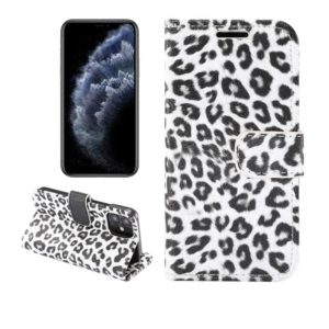 For iPhone 12 mini Leopard Print Pattern Horizontal Flip Leather Case with Card Slot and Holder(White) (OEM)