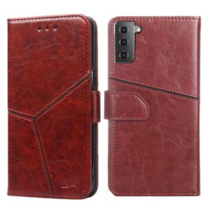 For Samsung Galaxy S21+ 5G Geometric Stitching Horizontal Flip TPU + PU Leather Case with Holder & Card Slots & Wallet(Dark Brown) (OEM)