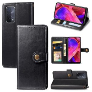 For OPPO A93 5G / A74 5G Solid Color Leather Buckle Phone Case with Lanyard & Photo Frame & Card Slot & Wallet & Stand Function(Black) (OEM)