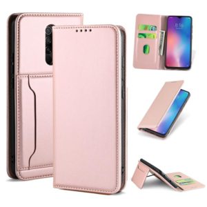 For Xiaomi Redmi 9 Strong Magnetism Shockproof Horizontal Flip Liquid Feel Leather Case with Holder & Card Slots & Wallet(Rose Gold) (OEM)