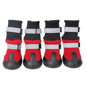 Pet Long-Tube Shoes Medium & Large Dogs Outdoor Wear-Resistant Snow Boots, Size: L(Red) (OEM)