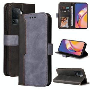 For OPPO A94 4G/F19 Pro/Reno5 F Business Stitching-Color Horizontal Flip PU Leather Case with Holder & Card Slots & Photo Frame & Lanyard(Grey) (OEM)