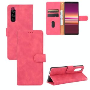 For Sony Xperia 5 Solid Color Skin Feel Magnetic Buckle Horizontal Flip Calf Texture PU Leather Case with Holder & Card Slots & Wallet(Rose Red) (OEM)