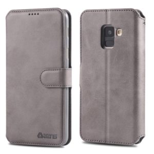 For Galaxy A6 2018 AZNS Calf Texture Magnetic Horizontal Flip PU Leather Case with Holder & Card Slots & Photo Frame(Gray) (AZNS) (OEM)