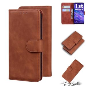 For UMIDIGI A5 Pro Skin Feel Pure Color Flip Leather Phone Case(Brown) (OEM)