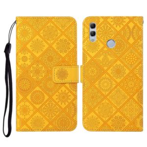For Huawei P smart 2019 / Honor 10 Lite Ethnic Style Embossed Pattern Horizontal Flip Leather Case with Holder & Card Slots & Wallet & Lanyard(Yellow) (OEM)