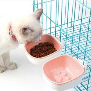 Dog and Cat Anti-choke Feeding Water Hanging Bowl Creative Plastic Pet Bowl, Style:Footprint(Pink) (OEM)