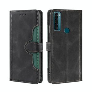 For TCL 20 SE Skin Feel Straw Hat Magnetic Buckle Leather Phone Case(Black) (OEM)