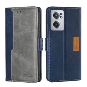 For OnePlus Nord CE 2 5G Contrast Color Side Buckle Leather Phone Case(Blue + Grey) (OEM)
