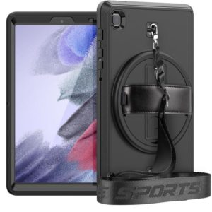 For Samsung Galaxy Tab A7 Lite T220 / T225 Shockproof TPU + PC Tablet Case with Holder & Pen Slot & Shoulder Strap(Black) (OEM)