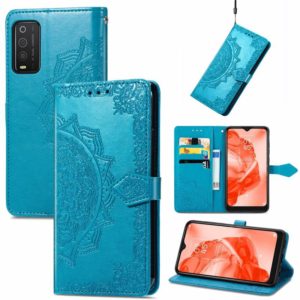 For TCL 205 Mandala Flower Embossed Horizontal Flip Leather Phone Case(Blue) (OEM)