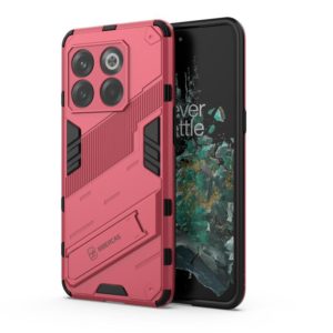 For OnePlus 10T 5G Punk Armor PC + TPU Phone Case with Holder(Light Red) (OEM)