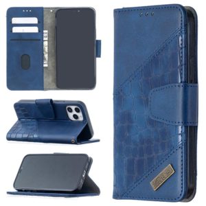 For iPhone 12 / 12 Pro Matching Color Crocodile Texture Horizontal Flip PU Leather Case with Wallet & Holder & Card Slots(Blue) (OEM)