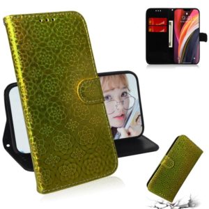 For iPhone 12 Pro Max Solid Color Colorful Magnetic Buckle Horizontal Flip PU Leather Case with Holder & Card Slots & Wallet & Lanyard(Gold) (OEM)