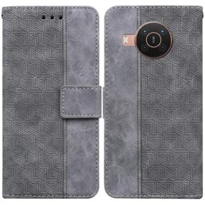 For Nokia X10 / X20 Geometric Embossed Leather Phone Case(Grey) (OEM)