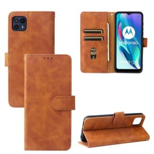 For Motorola Moto G50 5G Solid Color Skin Feel Magnetic Buckle Horizontal Flip Calf Texture PU Leather Case with Holder & Card Slots & Wallet(Brown) (OEM)