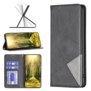For Infinix Note 11 Rhombus Texture Magnetic Leather Phone Case(Black) (OEM)