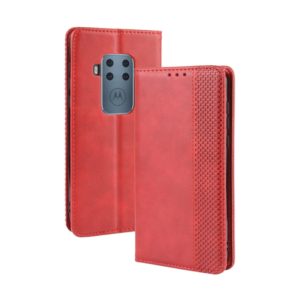 Magnetic Buckle Retro Crazy Horse Texture Horizontal Flip Leather Case for Motorola Moto One Pro , with Holder & Card Slots & Photo Frame(Red) (OEM)