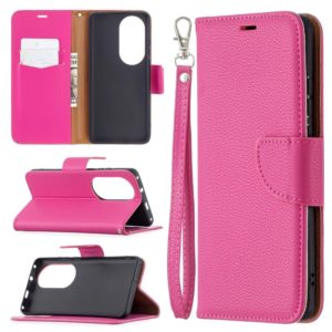 For Huawei P50 Pro Litchi Texture Pure Color Horizontal Flip Leather Case with Holder & Card Slots & Wallet & Lanyard(Rose Red) (OEM)