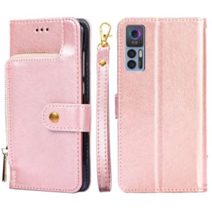For TCL 30 5G/30 + 5G Zipper Bag Leather Phone Case(Rose Gold) (OEM)
