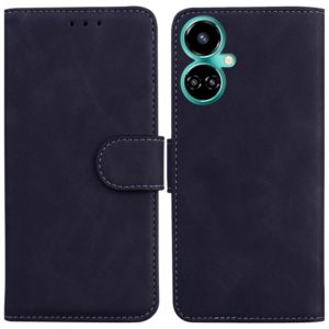 For Tecno Camon 19 Pro 5G Skin Feel Pure Color Flip Leather Phone Case(Black) (OEM)