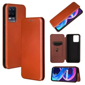 For OPPO Realme 8 / 8 Pro Carbon Fiber Texture Horizontal Flip TPU + PC + PU Leather Case with Card Slot(Brown) (OEM)