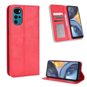 For Motorola Moto G22 Magnetic Buckle Retro Texture Leather Phone Case(Red) (OEM)