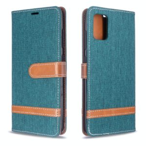For Galaxy A51 Color Matching Denim Texture Horizontal Flip PU Leather Case with Holder & Card Slots & Wallet & Lanyard(Green) (OEM)