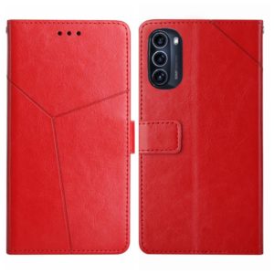 For Motorola Moto G52J 5G Y Stitching Horizontal Flip Leather Phone Case(Red) (OEM)
