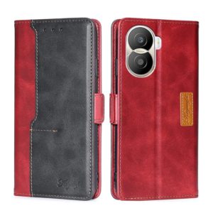 For Honor X40i Contrast Color Side Buckle Leather Phone Case(Red + Black) (OEM)