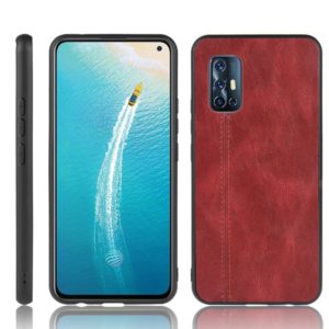 For vivo V19 (Indonesia) Shockproof Sewing Cow Pattern Skin PC + PU + TPU Case(Red) (OEM)