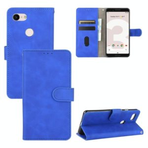 For Google Pixel 3 Solid Color Skin Feel Magnetic Buckle Horizontal Flip Calf Texture PU Leather Case with Holder & Card Slots & Wallet(Blue) (OEM)
