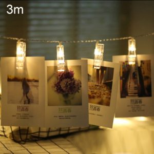 3m Photo Clip LED Fairy String Light, 30 LEDs 3 x AA Batteries Box Chains Lamp Decorative Light for Home Hanging Pictures, DIY Party, Wedding, Christmas Decoration (OEM)