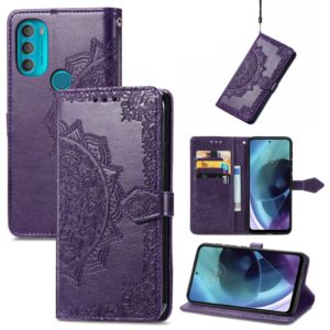 For Motorola Moto G71 5G Mandala Flower Embossed Flip Leather Phone Case(Purple) (OEM)