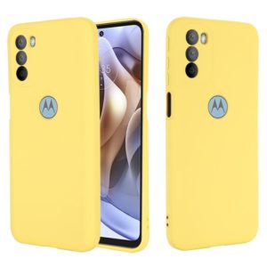 For Motorola Moto G31 / G41 4G Pure Color Liquid Silicone Shockproof Full Coverage Phone Case(Yellow) (OEM)