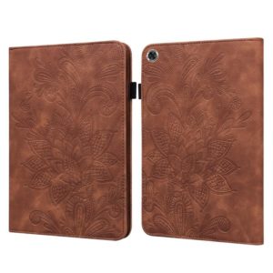 For Lenovo M10 Plus / M10 Plus TB-X606F/TB-606X Lace Flower Embossing Pattern Horizontal Flip Leather Case with Holder & Card Slots & Wallet & Photo Frame(Brown) (OEM)